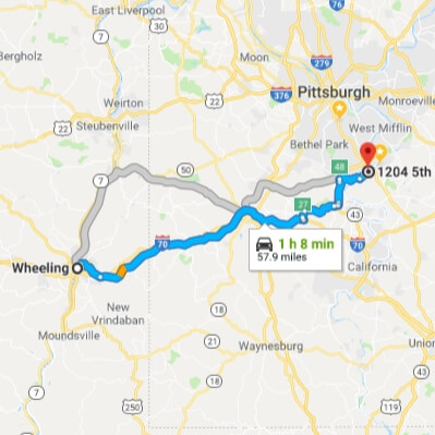 Directions From Wheeling WV